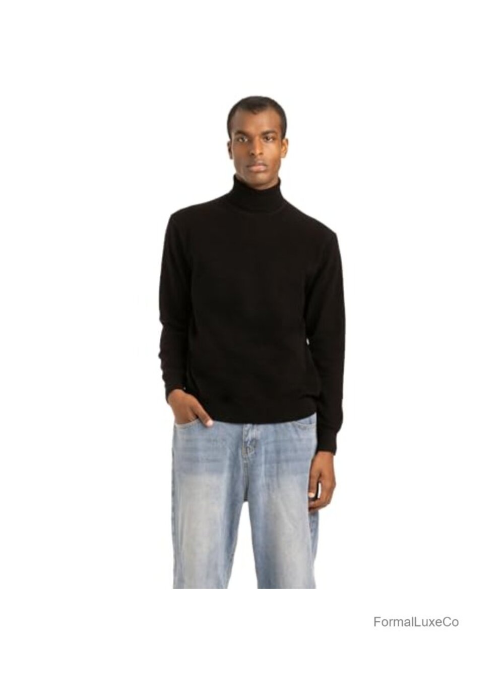 Men's Turtleneck Sweater, 90% Wool 10% Cashmere, Long Sleeve Pullover